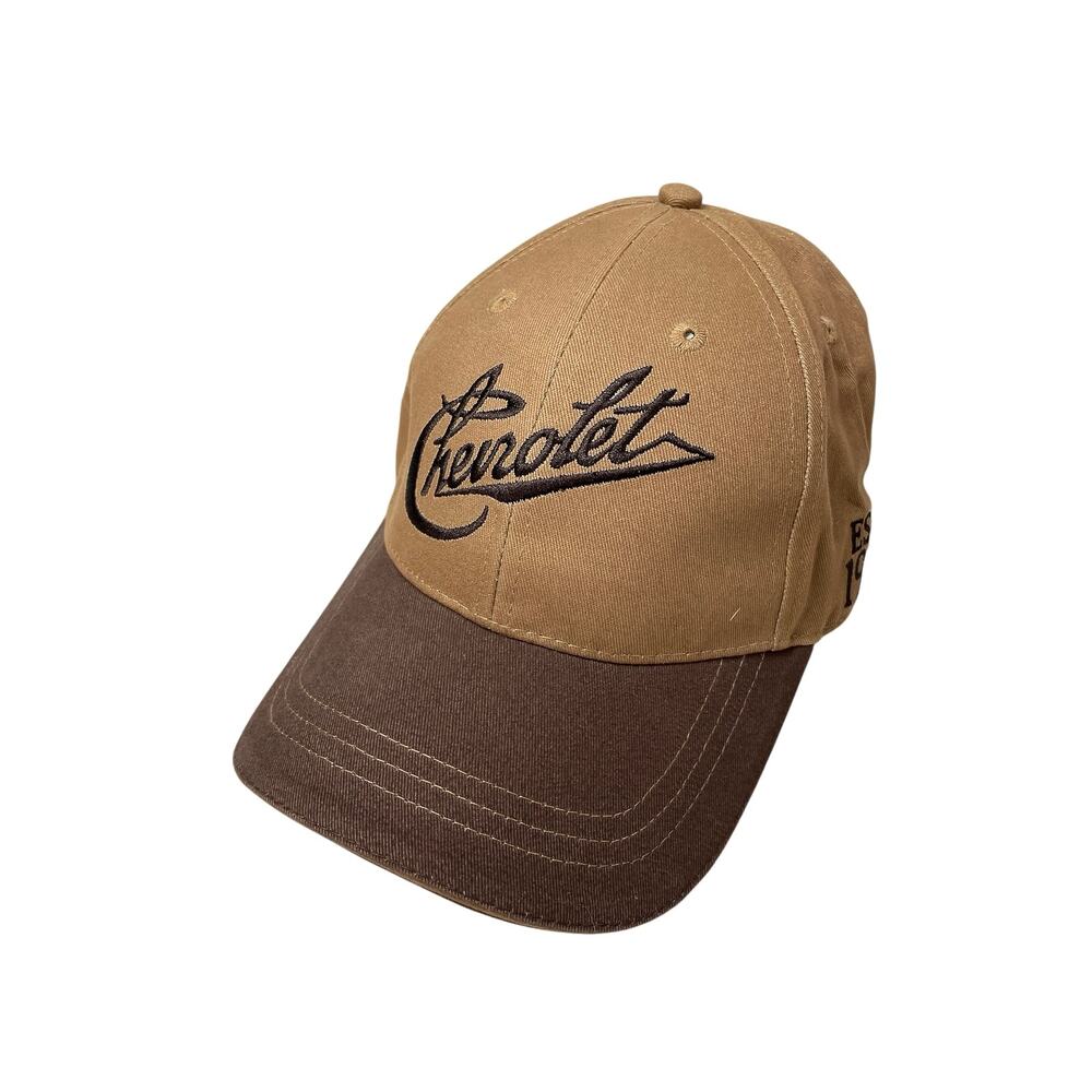 Open Road Chevrolet Unisex Tan Brown Colorblock Embroidered Strapback Hat Cap OS